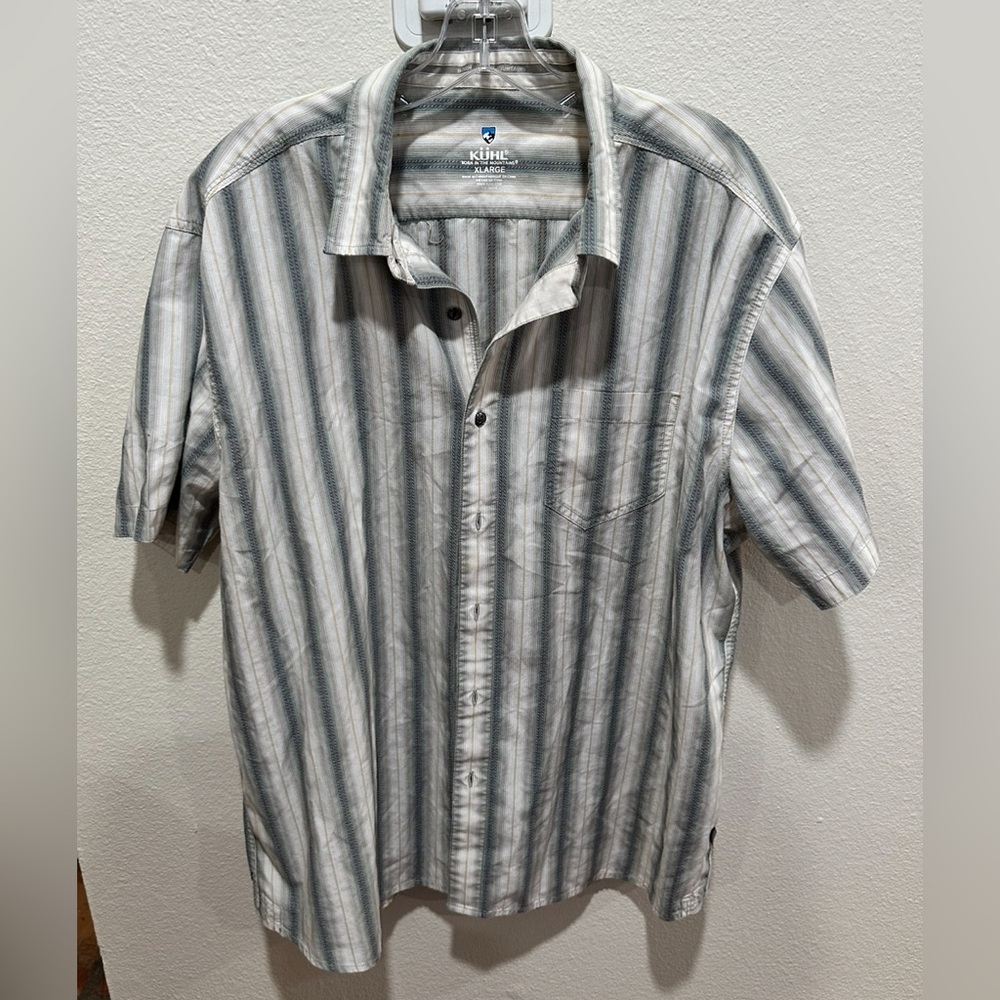 Kuhl‎ Men's Blue and Gray Striped Button Down Shirt XL